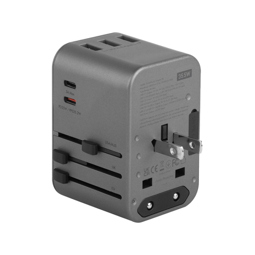 ENERGEA TRAVELWORLD ADAPTER 35, 3A2C 35.5W - GUNMETAL