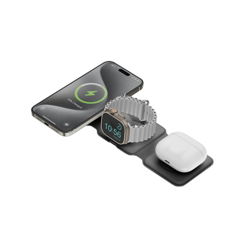BAZIC GOMAG TRIO PLUS, 3IN1 ELEVATED FOLDABLE MAGNETIC WIRELESS CHARGER 15W IPHONE/WATCH/AIRPODS - GREY
