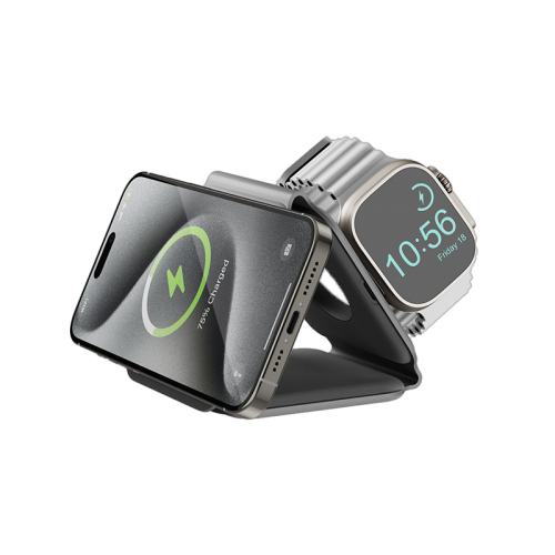 BAZIC GOMAG TRIO PLUS, 3IN1 ELEVATED FOLDABLE MAGNETIC WIRELESS CHARGER 15W IPHONE/WATCH/AIRPODS - GREY