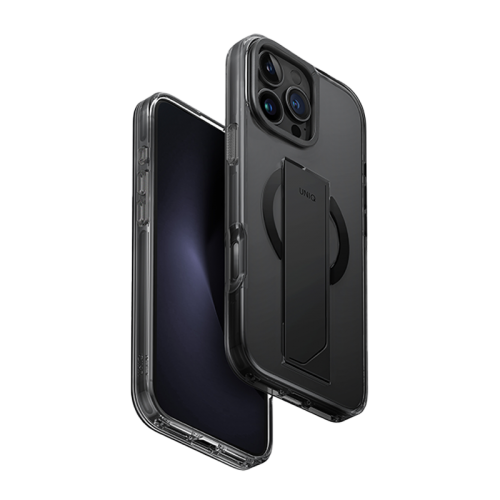 UNIQ HYBRID IPHONE 16 PRO (2024) 6.3 HELDRO MAX MAGCLICK WITH CAMERA STAND - VAPOUR (SMOKE)