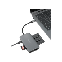 ENERGEA ALUHUB HD PRO 2 , 8 IN 1  ALUMINIUM ALLOY CHARGING HUB - GUNMETAL