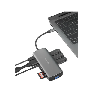 ENERGEA ALUHUB MAX,11 IN 1  ALUMINIUM ALLOY CHARGING HUB - GUNMETAL