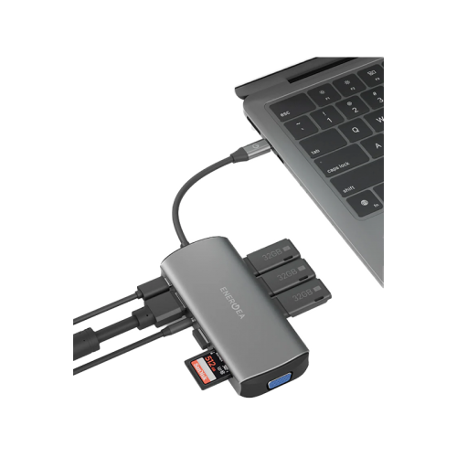 ENERGEA ALUHUB MAX,11 IN 1  ALUMINIUM ALLOY CHARGING HUB - GUNMETAL