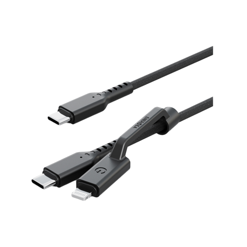 ENERGEA FLOW DUO 2-IN-1  C TO C + LIGHTNING CABLE, 480MBPS, 240W, 1.5M -BLACK