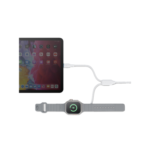 BAZIC GOCHARGE DEUCE CABLE, USB-C TO LIGHTNING WITH WATCH CHARGER 1.8M- WHITE EOL