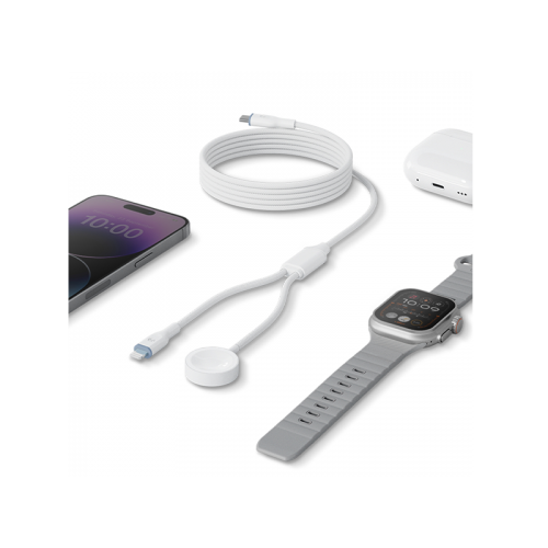 BAZIC GOCHARGE DEUCE CABLE, USB-C TO LIGHTNING WITH WATCH CHARGER 1.8M- WHITE EOL