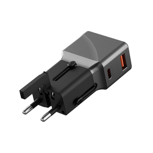ENERGEA TRAVELWORLD ADAPTER 25, 1A1C 25W - GUNMETAL BLACK