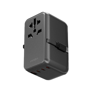ENERGEA TRAVELWORLD ADAPTER GAN85 WITH 80CM TYPE-C CABLE, 3C1A 85W - GUNMETAL