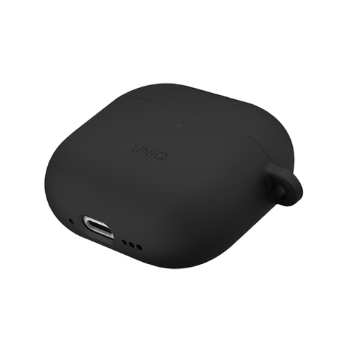 UNIQ NEXO ACTIVE HYBRID SILICONE AIRPODS 4TH GEN (2024) CASE WITH SPORTS EAR HOOKS - BLACK (BLACK)