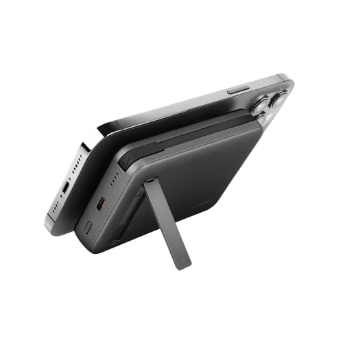 ENERGEA MAGPAC PRO PLUS, 10000MAH MAGSAFE COMPATIBLE QI2 POWER BANK WITH BUILT-IN CABLE AND STAND - GUN/BLK