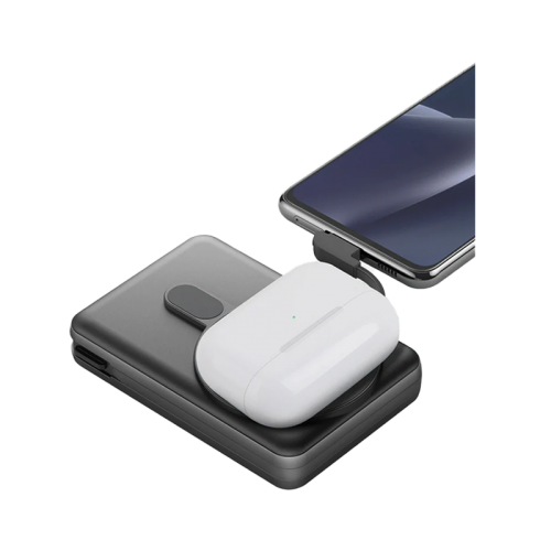 ENERGEA MAGPAC PRO PLUS, 10000MAH MAGSAFE COMPATIBLE QI2 POWER BANK WITH BUILT-IN CABLE AND STAND - GUN/BLK