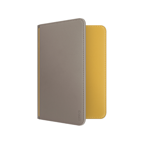 UNIQ BELMONT PASSPORT HOLDER WITH RFID-BLOCKING  - FLINT GREY (FLINT GREY/CANARY YELLOW)