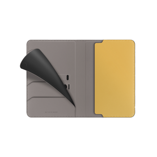 UNIQ BELMONT PASSPORT HOLDER WITH RFID-BLOCKING  - FLINT GREY (FLINT GREY/CANARY YELLOW)