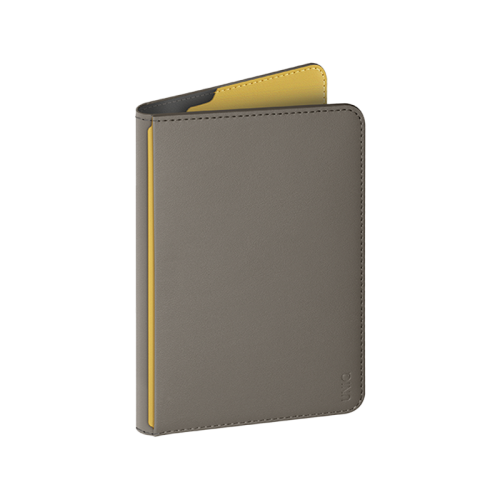 UNIQ BELMONT PASSPORT HOLDER WITH RFID-BLOCKING  - FLINT GREY (FLINT GREY/CANARY YELLOW)