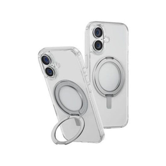 UNIQ HYBRID IPHONE 16 PLUS MAGCLICK CHARGING SWIVIX WITH 360 ROTATING KICKSTAND - LUCENT (CLEAR)