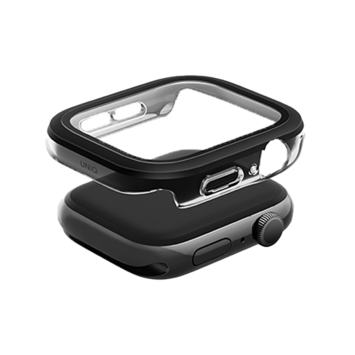 UNIQ VOUTE WATCH CASE WITH TEMPERED GLASS SCREEN 42MM - JET BLACK (JET BLACK)