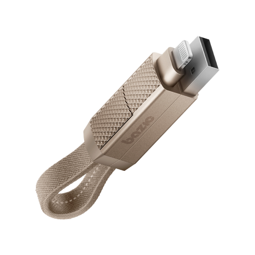 BAZIC GOCHARGE ALUCABLE, 4 IN 1 ALUMINIUM CHARGING CABLE WITH USB A/C INPUT AND USB C/LIGHTNING OUTPUT. PD FAST CHARGE 15CM - GOLD