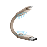 BAZIC GOCHARGE ALUCABLE, 4 IN 1 ALUMINIUM CHARGING CABLE WITH USB A/C INPUT AND USB C/LIGHTNING OUTPUT. PD FAST CHARGE 15CM - GOLD