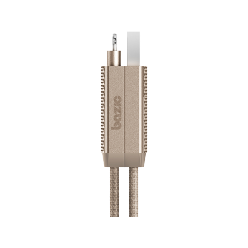 BAZIC GOCHARGE ALUCABLE, 4 IN 1 ALUMINIUM CHARGING CABLE WITH USB A/C INPUT AND USB C/LIGHTNING OUTPUT. PD FAST CHARGE 1M - GOLD