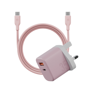 BAZIC GOPORT VELOX BUNDLE, 1C1A CHARGER 35W(UK) WITH WEAVE CABLE - PEACH