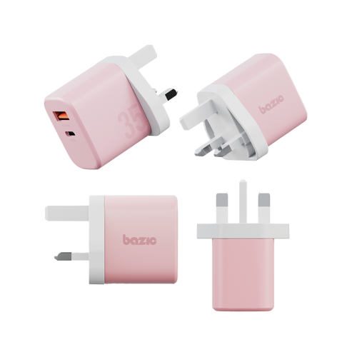 BAZIC GOPORT VELOX BUNDLE, 1C1A CHARGER 35W(UK) WITH WEAVE CABLE - PEACH