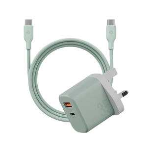 BAZIC GOPORT VELOX BUNDLE, 1C1A CHARGER 35W(UK) WITH WEAVE CABLE - PISTACHIO