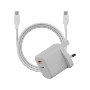 BAZIC GOPORT VELOX BUNDLE, 1C1A CHARGER 35W(UK) WITH WEAVE CABLE - VANILLA