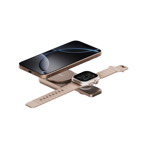ENERGEA MAGDUO, 2IN1 FOLDABLE QI2 MAGNETIC FAST WIRELESS CHARGER - GOLD