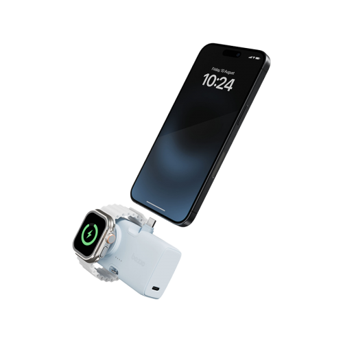 BAZIC GOPOWER KODA, 2IN1 5000MAH FOLDABLE USB-C / LIGHTNING PIN POWERBANK WITH APPLE WATCH CHARGER - BUBBLEGUM
