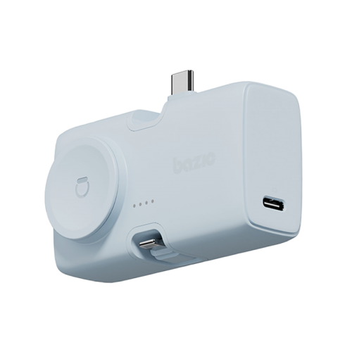 BAZIC GOPOWER KODA, 2IN1 5000MAH FOLDABLE USB-C / LIGHTNING PIN POWERBANK WITH APPLE WATCH CHARGER - BUBBLEGUM