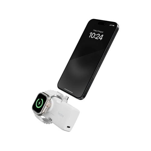BAZIC GOPOWER KODA, 2IN1 5000MAH FOLDABLE USB-C / LIGHTNING PIN POWERBANK WITH APPLE WATCH CHARGER - VANILLA