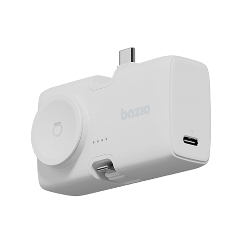 BAZIC GOPOWER KODA, 2IN1 5000MAH FOLDABLE USB-C / LIGHTNING PIN POWERBANK WITH APPLE WATCH CHARGER - VANILLA