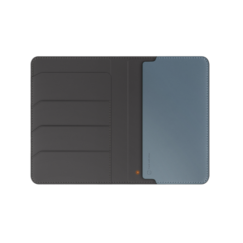 UNIQ BELMONT PASSPORT HOLDER TRACKER WITH RFID-BLOCKING - CHARCOAL (CHARCOAL/WASHED BLUE)