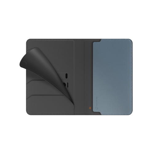 UNIQ BELMONT PASSPORT HOLDER TRACKER WITH RFID-BLOCKING - CHARCOAL (CHARCOAL/WASHED BLUE)