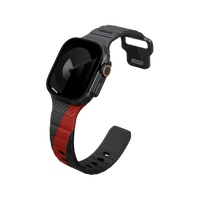 UNIQ STRIDE DE FKM RUBBER APPLE WATCH STRAP 49/46/45/44MM - CHARCOAL (CHARCOAL/ROSSO RED)