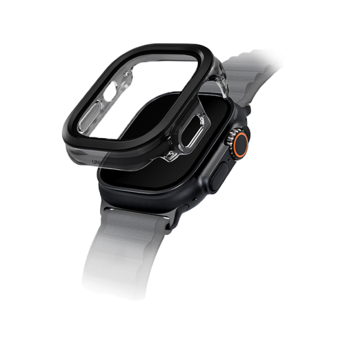 UNIQ VOUTE WATCH CASE WITH TEMPERED GLASS SCREEN 49MM - JET BLACK (JET BLACK)