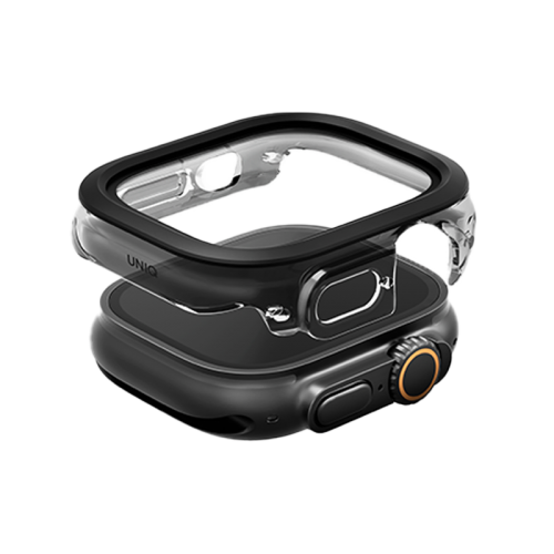 UNIQ VOUTE WATCH CASE WITH TEMPERED GLASS SCREEN 49MM - JET BLACK (JET BLACK)