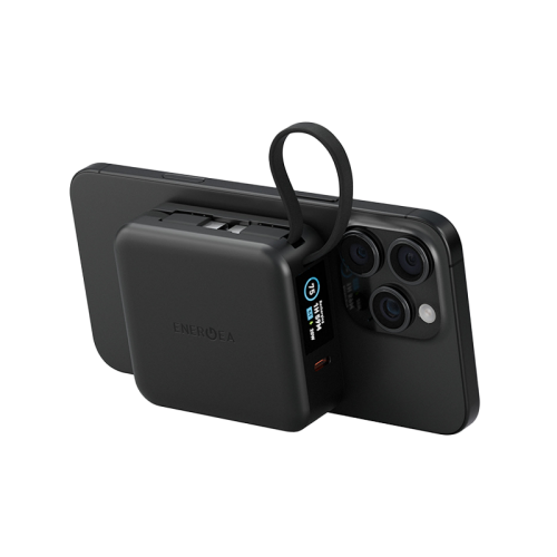 Energea Magpac Mini Plus Wireless Power Bank 10000mAh With Build in USB-C Cable & Display - Black
