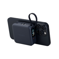 Energea Magpac Mini Plus Wireless Power Bank 10000mAh With Build in USB-C Cable & Display - Blue