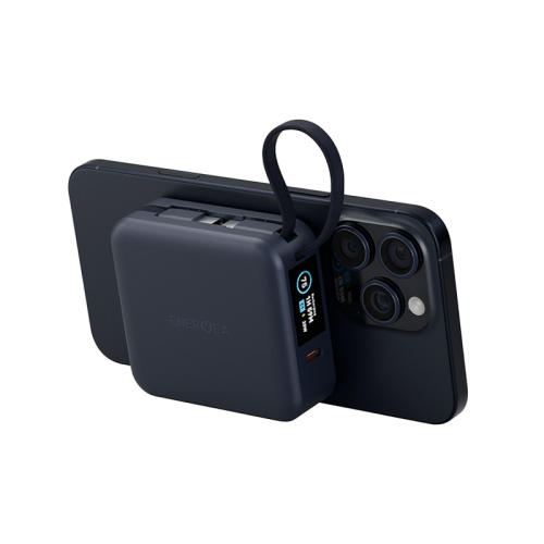 Energea Magpac Mini Plus Wireless Power Bank 10000mAh With Build in USB-C Cable & Display - Blue