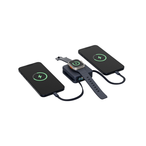 Energea Magpac Mini Plus Wireless Power Bank 10000mAh With Build in USB-C Cable & Display - Blue