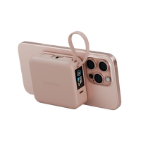 Energea Magpac Mini Plus Wireless Power Bank 10000mAh With Build in USB-C Cable & Display - Pink