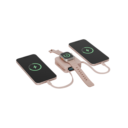 Energea Magpac Mini Plus Wireless Power Bank 10000mAh With Build in USB-C Cable & Display - Pink