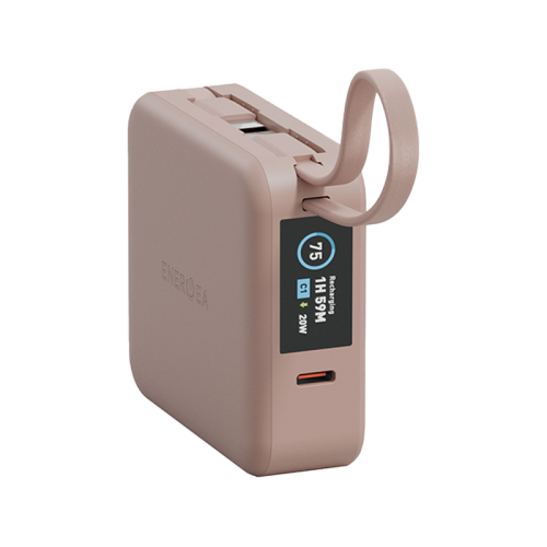 Energea Magpac Mini Plus Wireless Power Bank 10000mAh With Build in USB-C Cable & Display - Pink