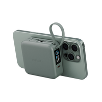 Energea Magpac Mini Plus Wireless Power Bank 10000mAh With Build in USB-C Cable & Display - Sage
