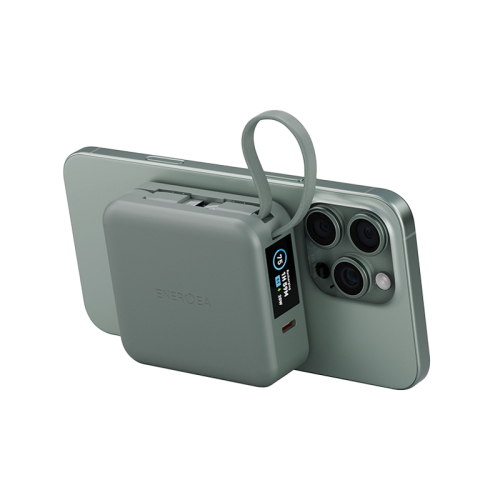 Energea Magpac Mini Plus Wireless Power Bank 10000mAh With Build in USB-C Cable & Display - Sage