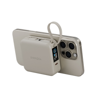 Energea Magpac Mini Plus Wireless Power Bank 10000mAh With Build in USB-C Cable & Display - Sand