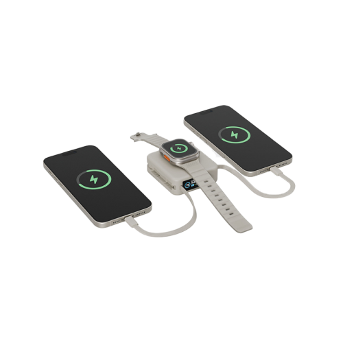 Energea Magpac Mini Plus Wireless Power Bank 10000mAh With Build in USB-C Cable & Display - Sand