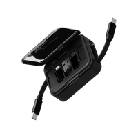 Bazic GoCharge Loop 5 In 1 Cable Kit With Micro/USB-A/Lightning Adapter With 1M Retractable Travel Kit - Black