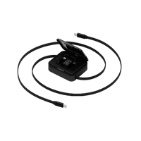 Bazic GoCharge Loop 5 In 1 Cable Kit With Micro/USB-A/Lightning Adapter With 1M Retractable Travel Kit - Black